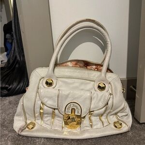 Betsey Johnson Cream and Gold Satchel